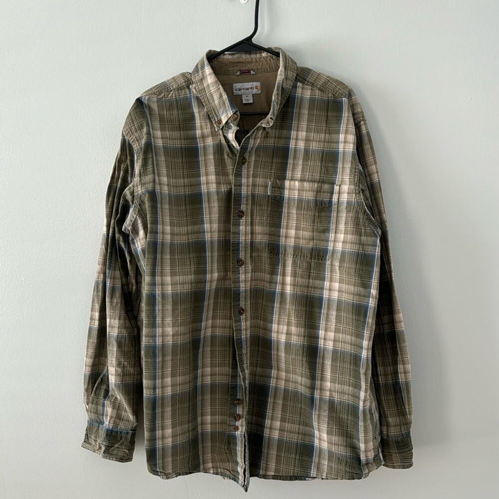 Carhartt Men's Relaxed Fit Plaid Cotton Button Down Long Sleeve Size X-Large